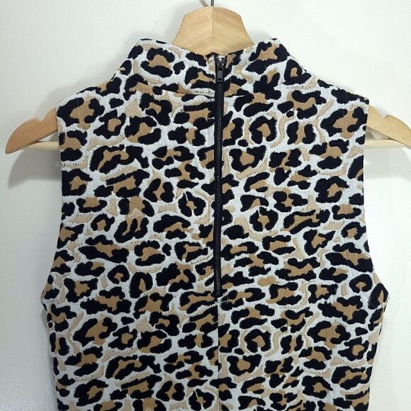 Lord & Taylor Design Lab Leopard Print Mock Neck Sheath Dress - Picture 4 of 10